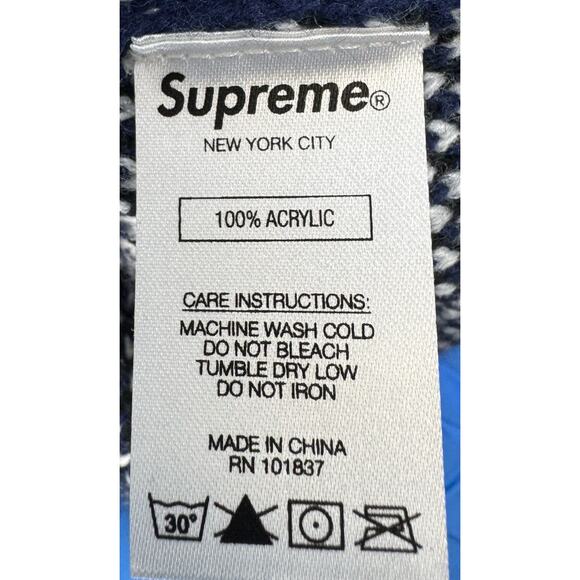 Supreme Bandana Sweater Pullover Crewneck Navy Blue Long Sleeve Medium - Picture 14 of 16